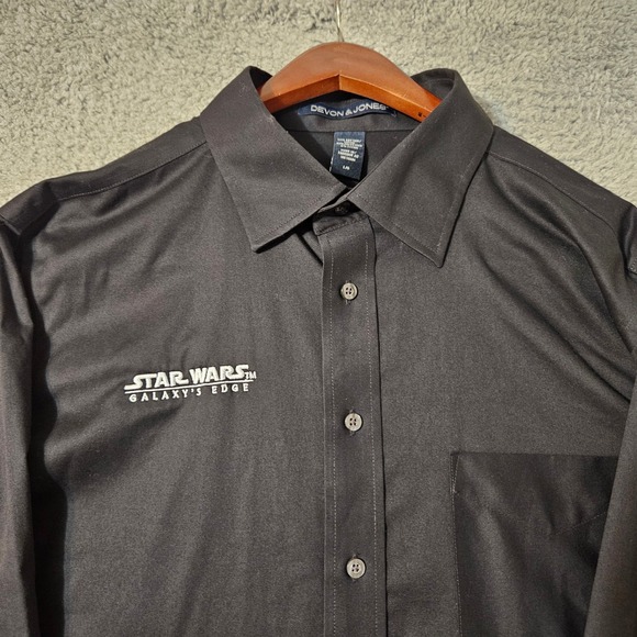 Disney Other - Star War's Galaxy's Edge Black Long Sleeve Cast Member Dress Shirt Black Size L‎